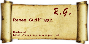 Remes Gyöngyi névjegykártya